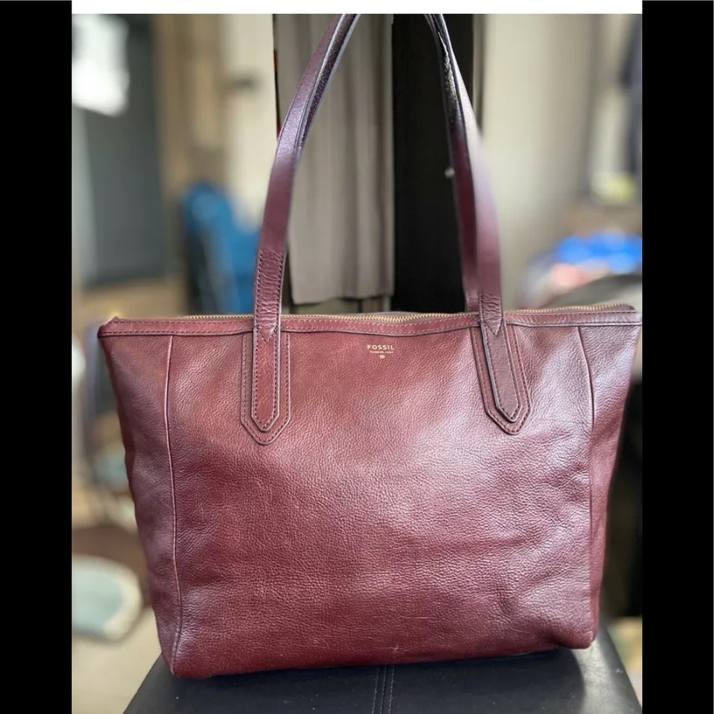 Fossil Sydney Burgundy Maroon Tote Shopper